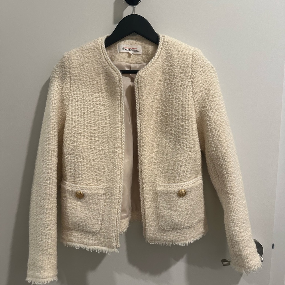 Gerard Darel Cream Tweed Jacket - worn once